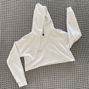 White Cropped Hoodie